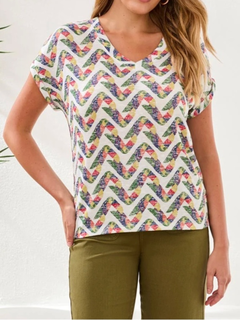 NWT Tribal “Wear 2 Ways” Short Sleeve V-Neck Boat Neck Top